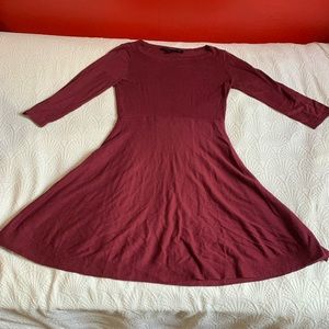 French Connection Cranberry Wine Long Sleeve Mini Dress